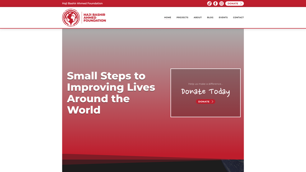 Screenshot of the Haji Bashir Ahmed Foundation website