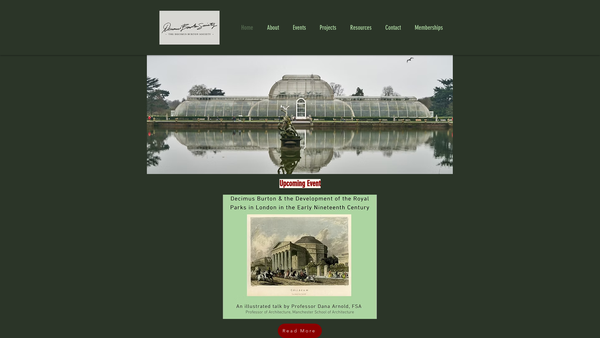 Screenshot of the The Decimus Burton Society website