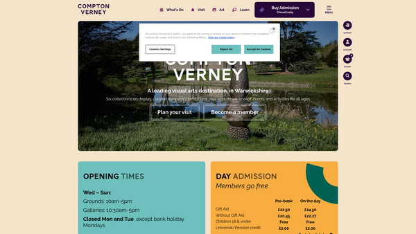 Screenshot of the Compton Verney House Charity website
