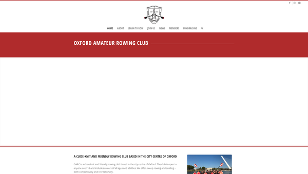 Screenshot of the Oxford Amateur Rowing Club website