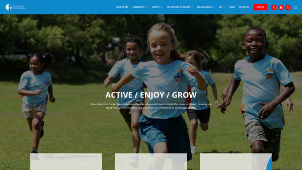 Screenshot of the Gloucestershire Cricket Foundation website