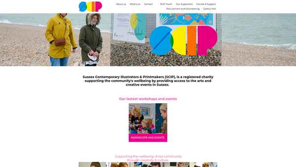 Screenshot of the Sussex Contemporary Illustrators & Printmakers (Scip) website