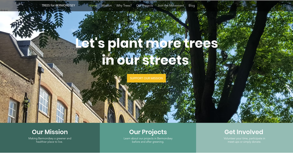Screenshot of the Trees For Bermondsey website