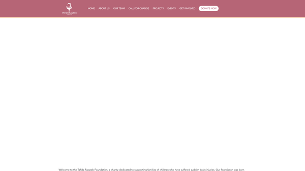 Screenshot of the The Tafida Raqeeb Foundation website