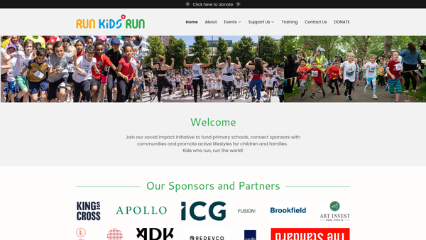 Screenshot of the Run Kids Run website