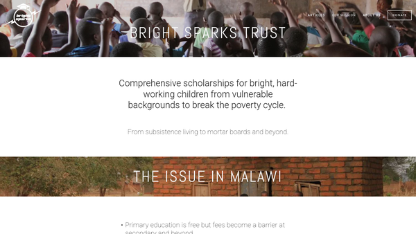 Screenshot of the Bright Sparks Trust website
