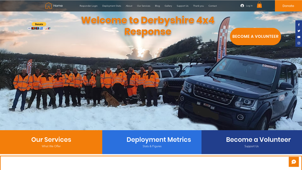 Screenshot of the Derbyshire 4x4 Response website