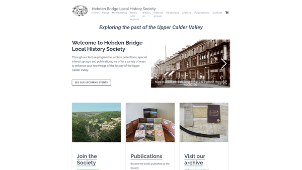 Screenshot of the Hebden Bridge Local History Society website