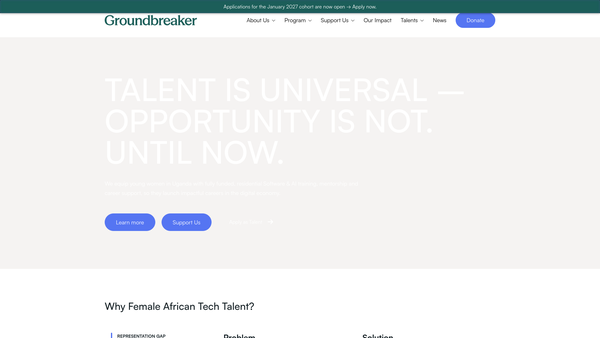 Screenshot of the Groundbreaker (UK) website