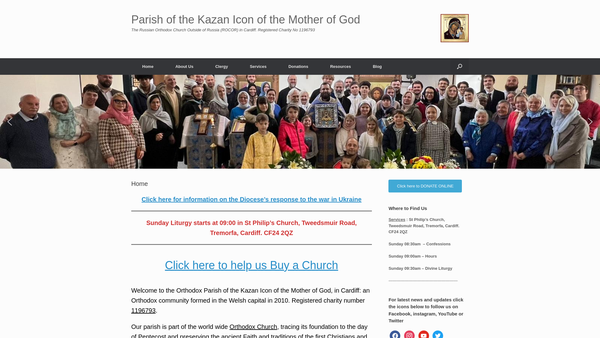 Screenshot of the Cardiff Russian Orthodox Church website