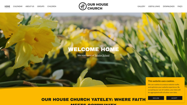 Screenshot of the Our House Church Yateley website