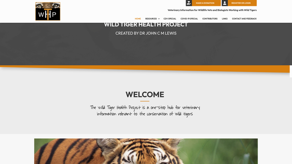 Screenshot of the Wild Tiger Health Project website