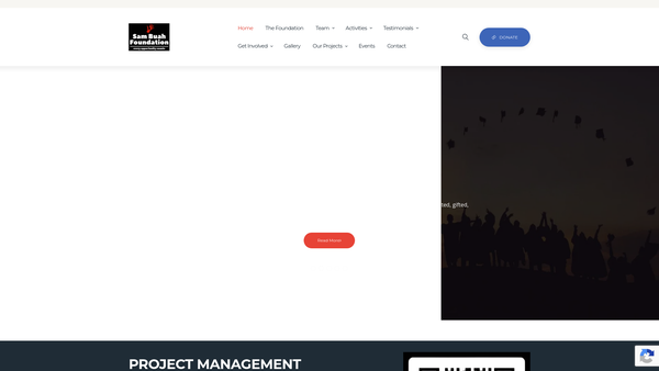 Screenshot of the Sam Buah Foundation website