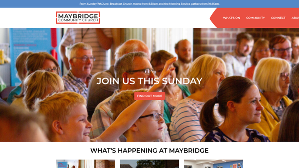 Screenshot of the Maybridge Community Church website