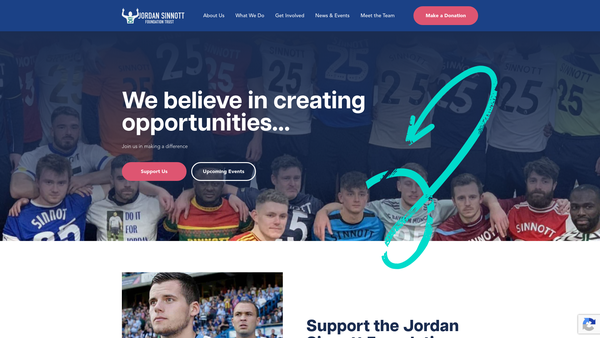Screenshot of the Jordan Sinnott Foundation Trust website