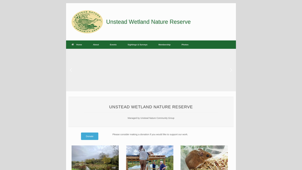 Screenshot of the Unstead Nature Community Group website