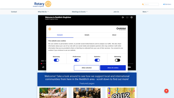 Screenshot of the Rotary Club Of Redditch Kingfisher Trust Fund website