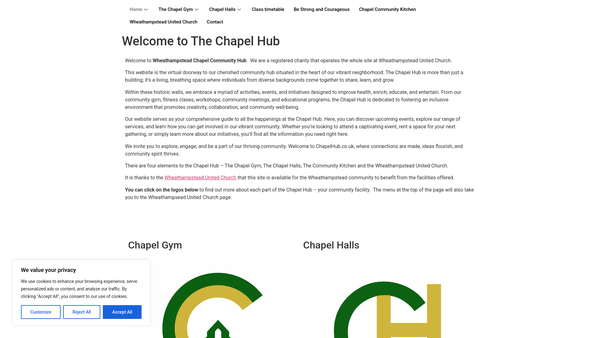 Screenshot of the Wheathampstead Chapel Community Hub website