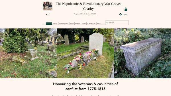 Screenshot of the Napoleonic & Revolutionary War Graves Charity website