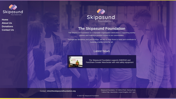 Screenshot of the The Skipasund Foundation website