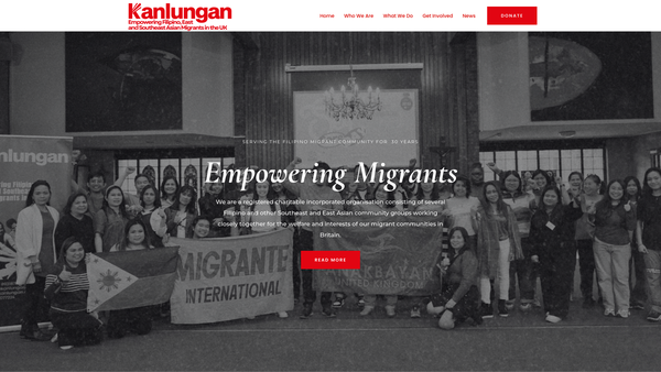 Screenshot of the Kanlungan Migrant Centre website