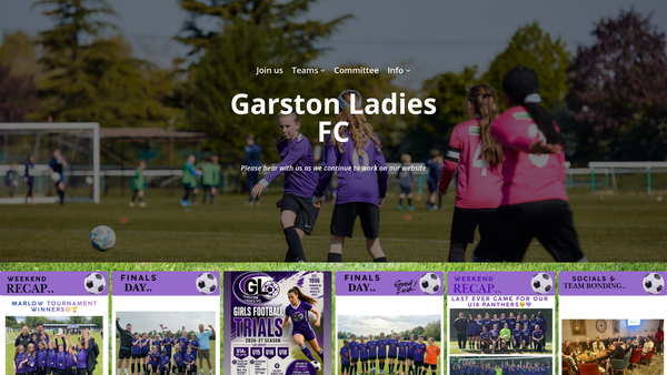 Screenshot of the Garston Ladies Football Club website