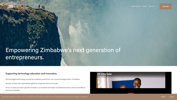 Screenshot of the Zof Africa website