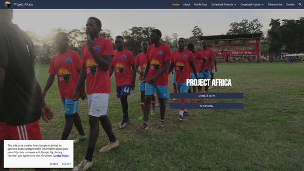 Screenshot of the Project Africa-Football Connects website