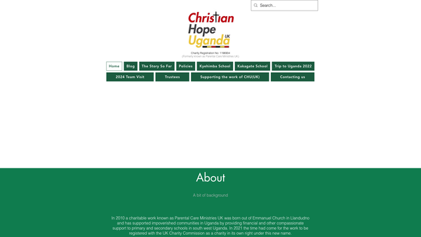 Screenshot of the Christian Hope Uganda (UK) website