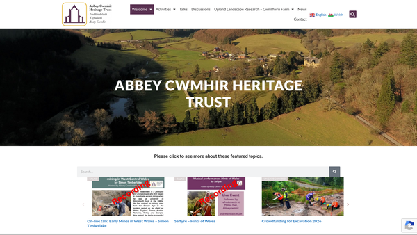 Screenshot of the Abbey Cwmhir Heritage Trust website