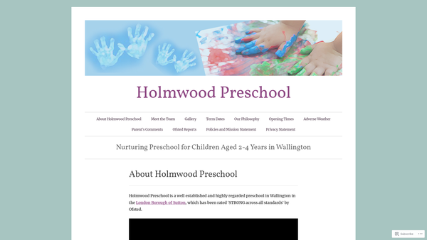 Screenshot of the Holmwood Preschool Wallington website