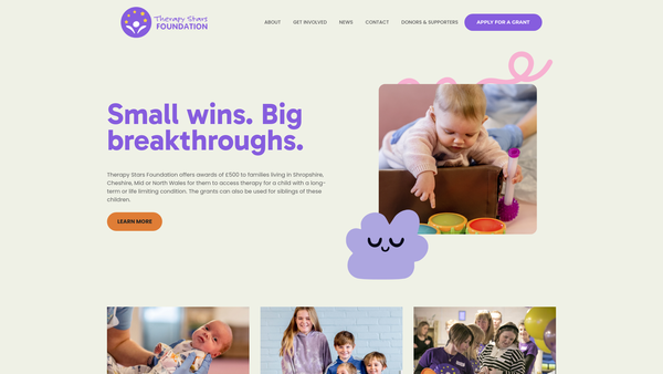 Screenshot of the Therapy Stars Foundation website