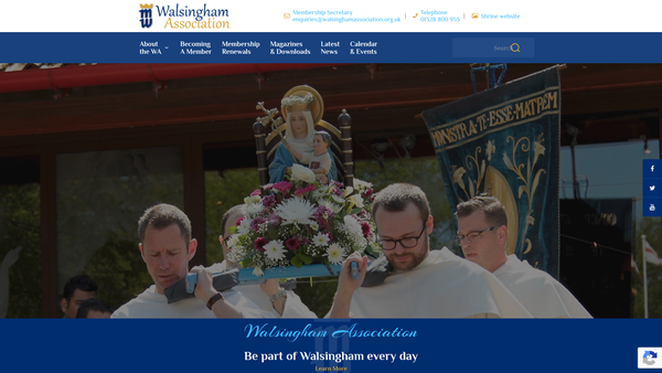 Screenshot of the The Walsingham Association website