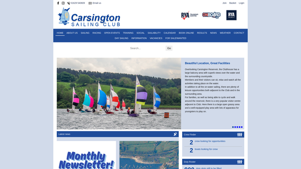 Screenshot of the Carsington Sailability Trust website