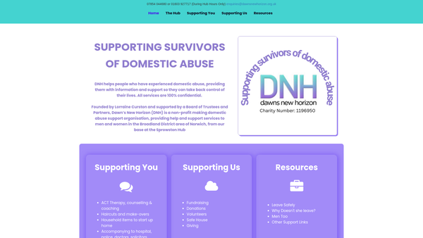Screenshot of the Dawn's New Horizon CIO website