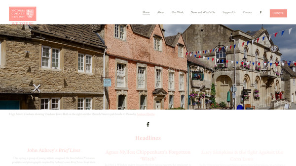 Screenshot of the Wiltshire Victoria County History Trust CIO website