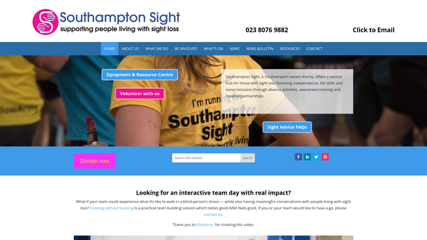 Screenshot of the Southampton Society For The Blind website