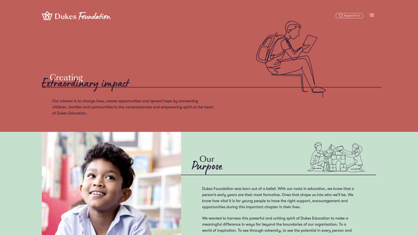 Screenshot of the Dukes Foundation website