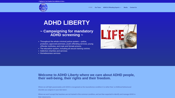 Screenshot of the ADHD Liberty website