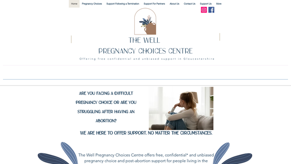 Screenshot of the The Well Pregnancy Choices Centre website