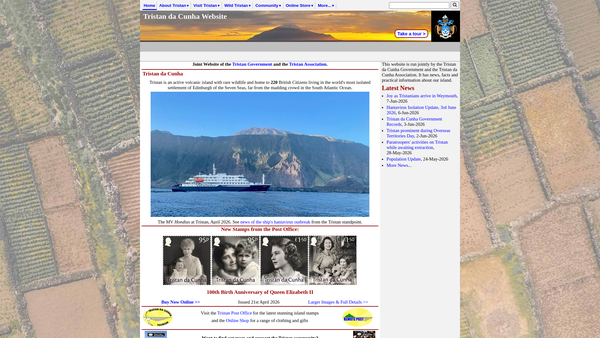 Screenshot of the The Tristan Da Cunha Association website