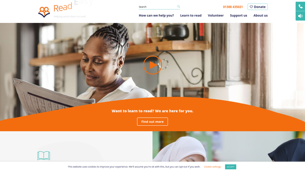 Screenshot of the Read Easy Preston website
