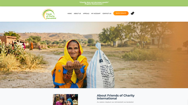 Screenshot of the Friends Of Charity International website