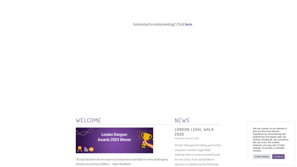 Screenshot of the East Greenwich Legal Advice Clinic website