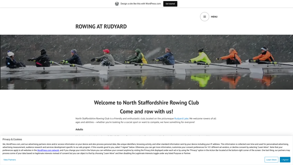 Screenshot of the North Staffs Rowing Club website