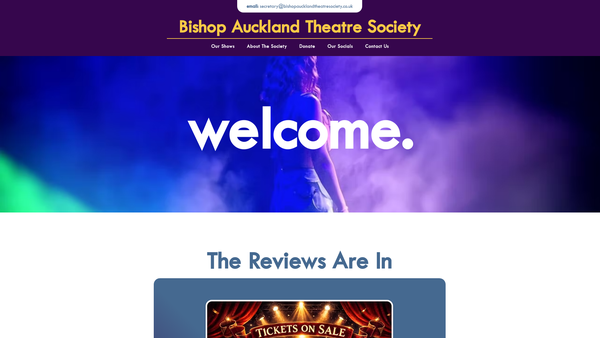 Screenshot of the Bishop Auckland Theatre Society website