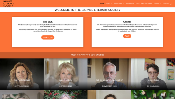 Screenshot of the Barnes Literary Society website