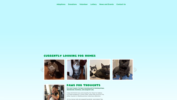 Screenshot of the Pawpurrs Halfway House website