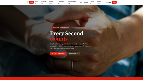 Screenshot of the Iow Defibrillators website