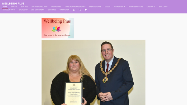 Screenshot of the Wellbeing Plus website